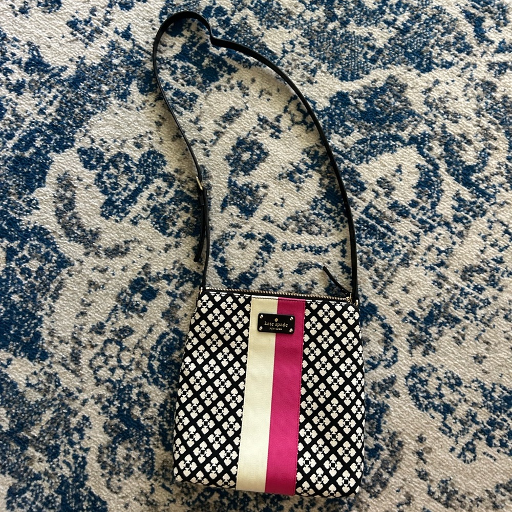 Kate Spade Black, White, and Pink Crossbody Bag